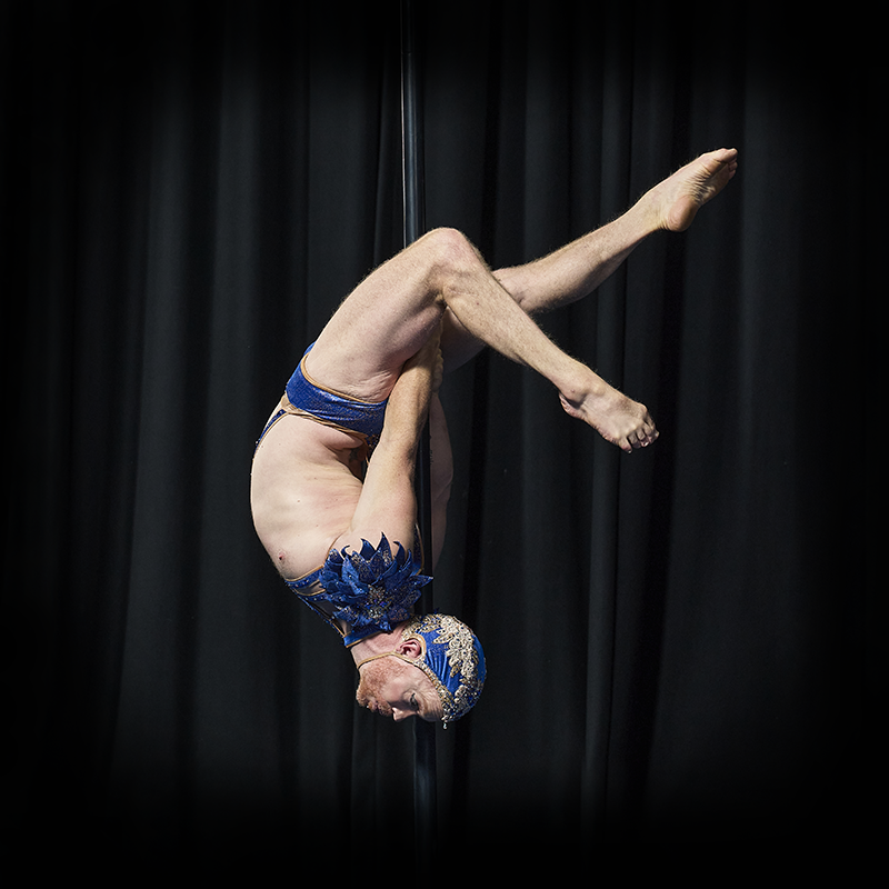 Portable pole facing down